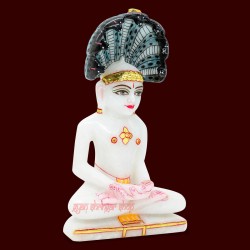 Parshwanath White Marble Murti / Parshwanath Statue Suitable for Home Temple and Home Decor Hall 