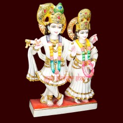 Radha Krishna Standing Big Murti in White Marble Radha Krishna standing Murti Figurine Home Vastu Pooja Murti Decorative Showpiece