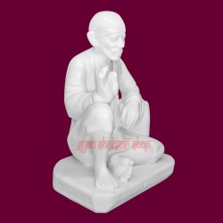 Sai Baba Blessing Pose Idol in White Marble Sai Baba Idol Murti for Home and Office Decor Used in Pooja/Mandir 