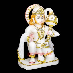 Hanuman Idol in Seated Pose in White Marble  Hanuman ji idol for Home Temple statue Showpiece