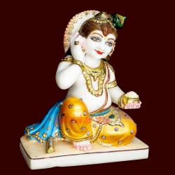 Baby Krishna White Marble Idol Little Krishna Lord Krishna for gift Well Finished Krishna Idol Setting Krishna Murti 