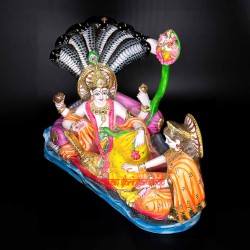Vishnu Lakshmi Rest Upon Shesha Saiya Murti in Marble Lord Vishnu with Laxmi idol Murti Statue Pooja idols Home Decor 