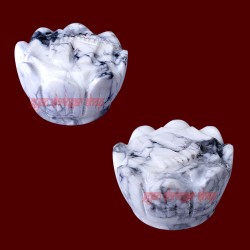 White Howlite Lakshmi Charan Paduka on Lotus Flower White Howlite Stone Charan Paduka Hindu God figure Natural White Howlite Stone Home Decor 