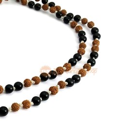 Rudraksha Black Hakik Combination Mala - 108 Beads
