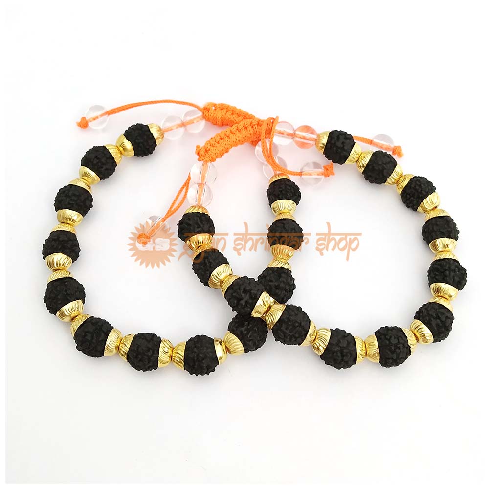 Adorable Gold Plated Men's Rudraksha Bracelet - KDB Deals