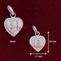 B Letter Heart Shape Pendant in Pure Silver / For Men And Women