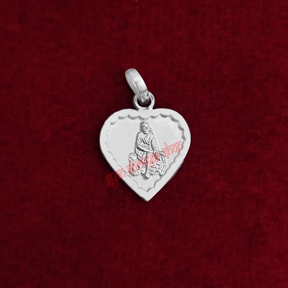 Shirdi SaiBaba Heart Shape Locket in Pure Silver