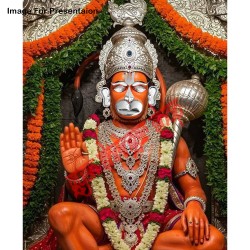 Hanuman Ji Face Decoration Set - Pure Copper with Silver Covering 