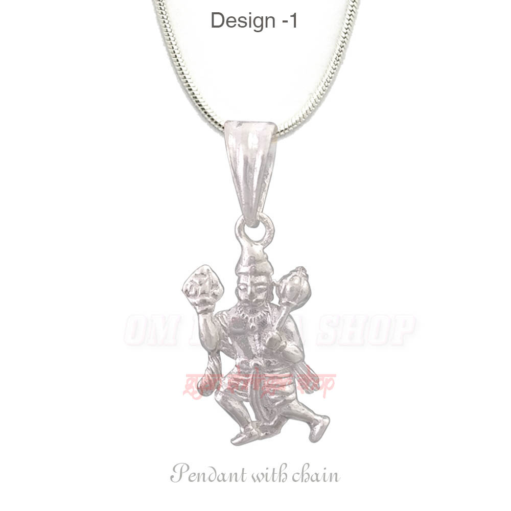 Hanuman Ji Fly Pose Locket with Chain in Sterling Silver