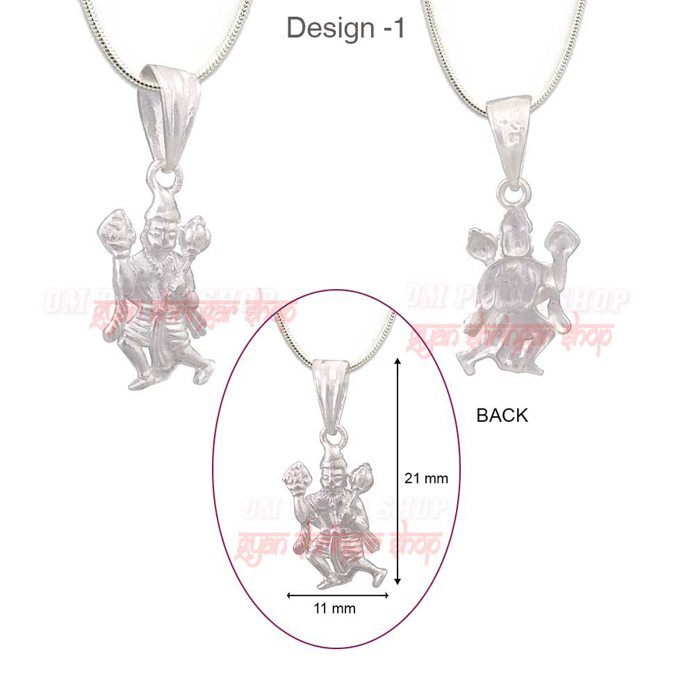Hanuman Ji Fly Pose Locket with Chain in Sterling Silver