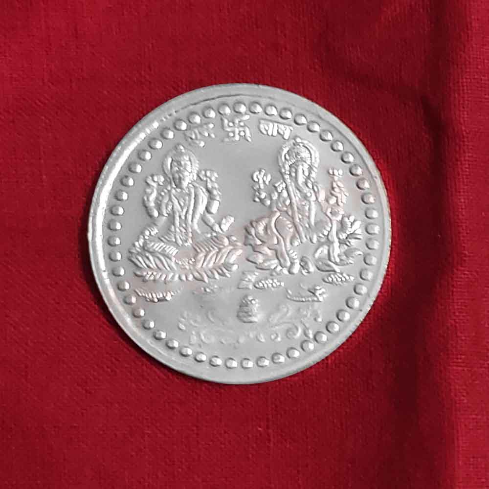 10g Lakshmi Ganesh Om Swastik German Silver Coin – Silver Plated Pooja & Gifting Coin