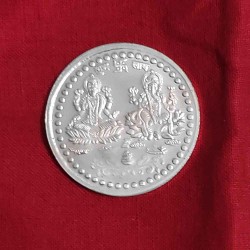 10g Lakshmi Ganesh Om Swastik German Silver Coin – Silver Plated Pooja & Gifting Coin