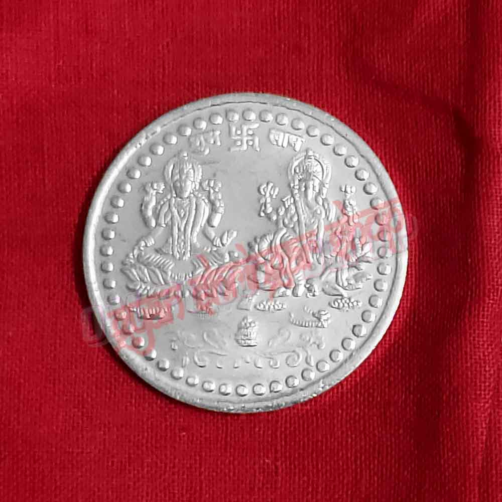 Auspicious Lakshmi Ganesh Om German Silver Coin for Puja & Gifting