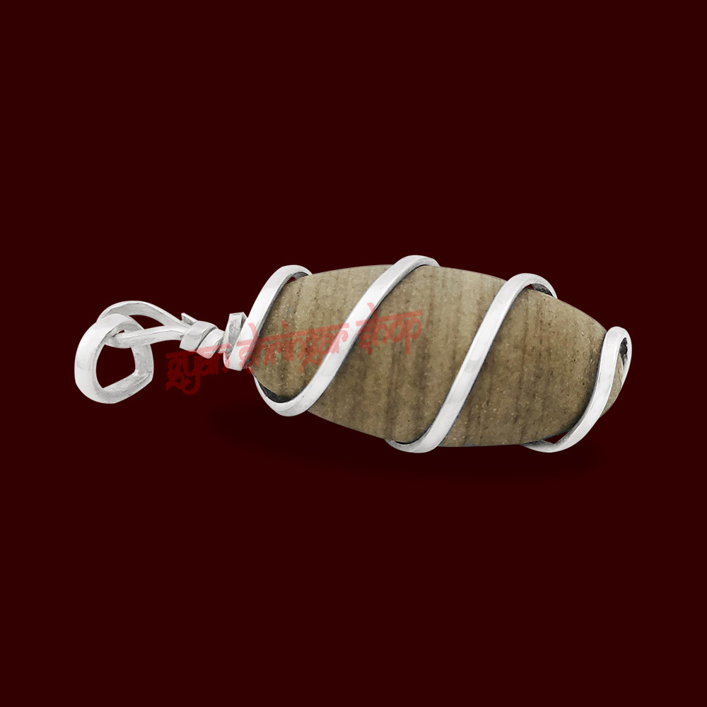 Narmada Shivling Silver Locket - Spring Round Design