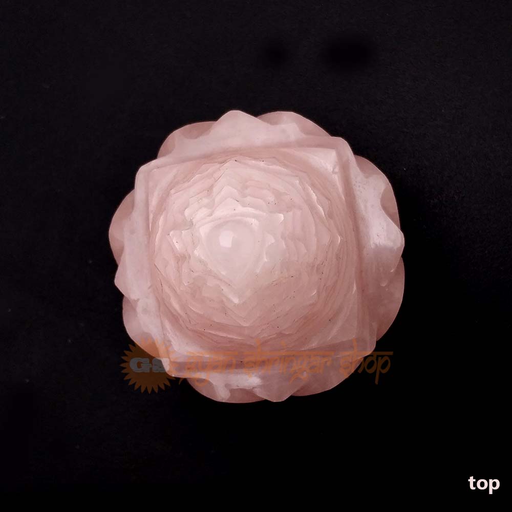 Rose Quartz Lotus Shree Yantra 148 GMS Rose Quartz Lotus Shree Yantra 148 GMS